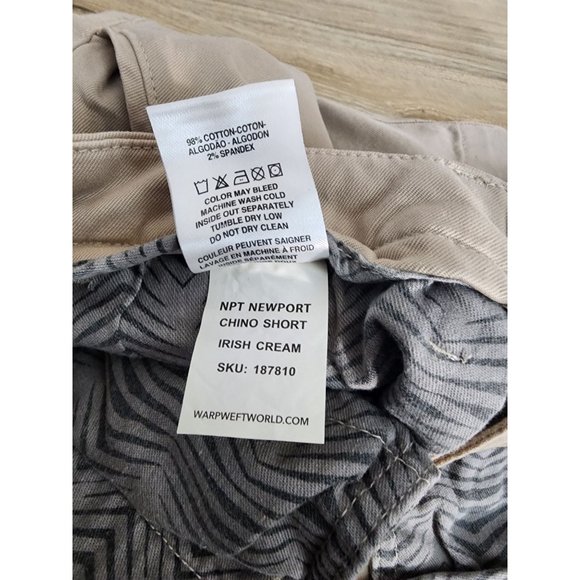 Warp + Weft Mens Size 30 Shorts Irish Cream NPT Newport Chino Flat Front - Picture 5 of 6